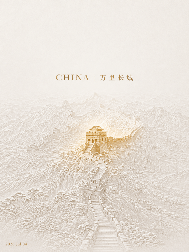 万里长城浮雕风格海报