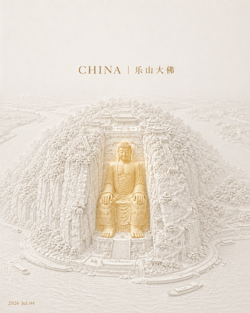 乐山大佛浮雕艺术海报